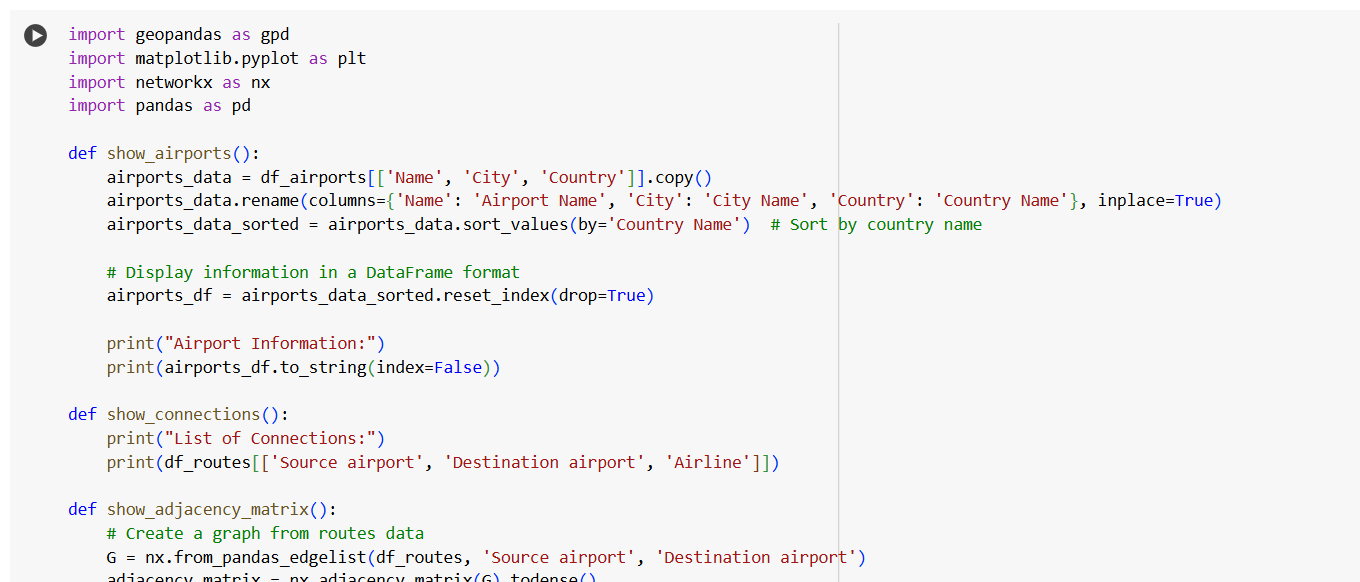 Airports Table Screenshot