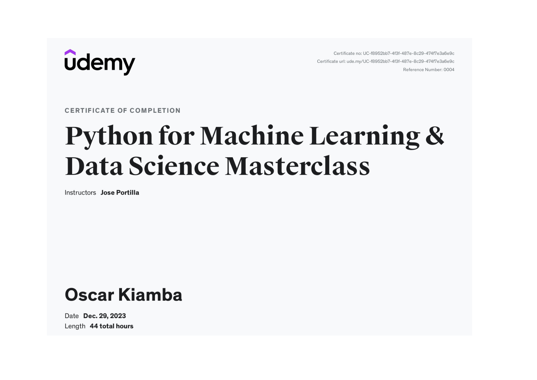Machine Learning & Data Science